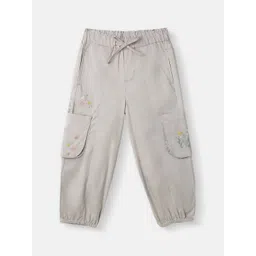 Nauti Nati Girls Cotton Cargo Joggers Floral Embroidery with Pockets-picture-38