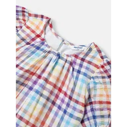 Nauti Nati Girls Cotton Checked Puff sleeve Top image 3