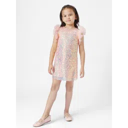 Nauti Nati Girls Embellished Cap Sleeves Net A-Line Dress-picture-52