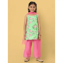 Nauti Nati Girls Floral Printed Kurti with Palazzos & Dupatta-picture-19