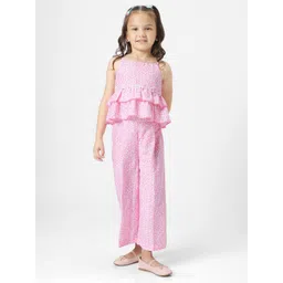 Nauti Nati Girls Floral Printed Shoulder Straps Top with Trousers-picture-38