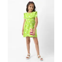 Nauti Nati Girls Green Cotton Printed Regular Fit Dress-picture-15