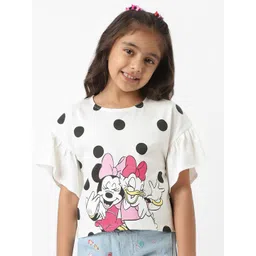 Nauti Nati Girls Minnie Mouse Printed Drop-Shoulder Sleeves Bio Finish Cotton T-shirt-picture-17