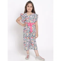 Nauti Nati Girls Pink & White Printed Basic Jumpsuit-picture-57