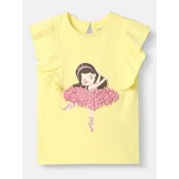 Nauti Nati Girls Yellow Cotton Graphic Print Top-picture-18