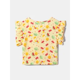 Nauti Nati Girls Yellow Graphic Print Top-picture-32