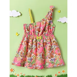Nauti Nati Infant Girls Floral Print One Shoulder Crepe Fit & Flare Dress-picture-11