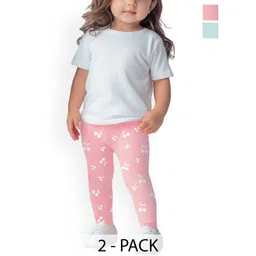 Nauti Nati Infant Girls Pack of 2 Printed Mid-Rise Ankle-Length Leggings-picture-13