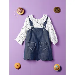 Nauti Nati Infant Girls Pure Cotton Pinafore Dress With Polka Dots Printed Ruffled Top-picture-20