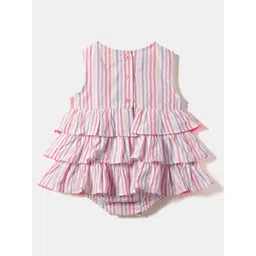 Nauti Nati Infant Girls Striped Layered Pure Cotton Fit & Flare Dress image 5