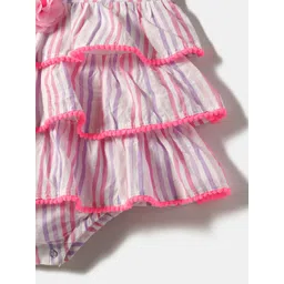 Nauti Nati Infant Girls Striped Layered Pure Cotton Fit & Flare Dress image 3