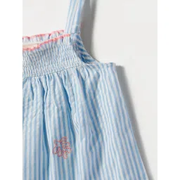 Nauti Nati Infant Girls Striped Shoulder Straps Smocked Pure Cotton A-Line Dress image 4