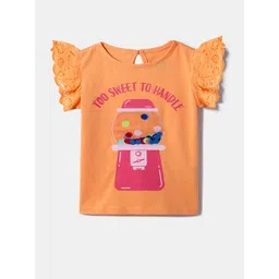 Nauti Nati Orange Printed Top for Girls-picture-18