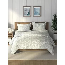 NAUTICA [4pc] Super Soft 100% Cotton for All Weather -1 Comforter, 1 Bedsheet, 2 Pillow Cover (raymarine) | 130 GSM | Floral-fairgreen-picture-31