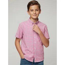 Nautica Boys Premium Gingham Checks Checked Casual Shirt-picture-58