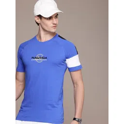 Nautica Brand Logo Printed Pure Cotton T-shirt-picture-18