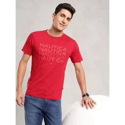 Nautica Brand Logo Printed Pure Cotton T-shirt-picture-32
