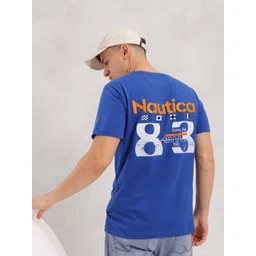 Nautica Brand Logo Printed Pure Cotton T-shirt-picture-37