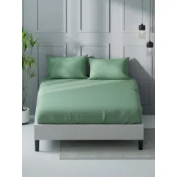 Nautica Compass-400 Green Cotton 400 TC King Size Bedsheet With 2 Pillow Covers-picture-12
