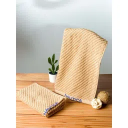 Nautica Cross View Wheat Cotton 600 GSM Fluffy Zero Twist Hand Towel - Set of 2-picture-23