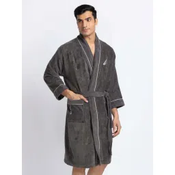 Nautica Highline Dark Grey Cotton 500 GSM Ultra Soft Bath Robe-picture-15