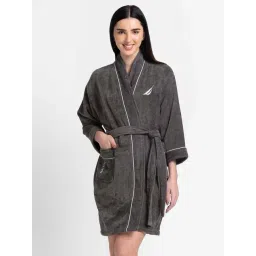Nautica Highline Dark Grey Cotton 500 GSM Ultra Soft Bath Robe-picture-35