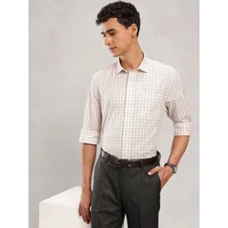 Nautica Men Premium Slim Fit Checked Cotton Linen Formal Shirt-picture-17
