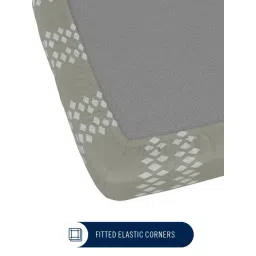 Nautica Olive Cotton Abstract 250 TC King Bedsheet with 2 Pillow Covers image 4