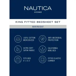 Nautica Olive Cotton Abstract 250 TC King Bedsheet with 2 Pillow Covers image 5