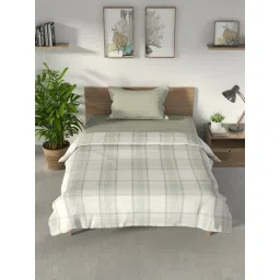 Nautica Pacific Coast Olive & Grey Cotton Geometric 160 TC Single Dohar-picture-12