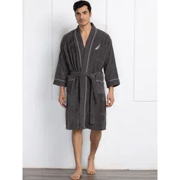 Nautica Pack Of 2 Solid Pure Cotton Bath Robe With Belt-picture-14