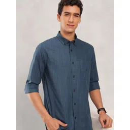 Nautica Pure Cotton Slim Fit Checked Casual Shirt-picture-40