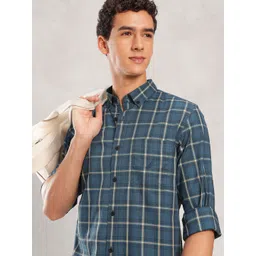 Nautica Pure Cotton Slim Fit Checked Casual Shirt-picture-20