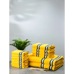 Nautica Set Of 14 Yellow Solid 500 GSM Pure Cotton Bath, Hand & Face Towel Set-picture-26