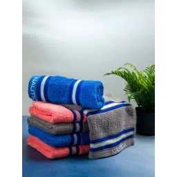 Nautica Set Of 6 Blue & Grey Solid GSM 500 Pure Cotton Hand Towels-picture-17