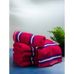 Nautica Set Of 6 Burgundy Solid 500 GSM Pure Cotton Hand Towels-picture-10