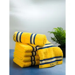 Nautica Set Of 6 Yellow Solid Pure Cotton 500 GSM Hand Towels-picture-19