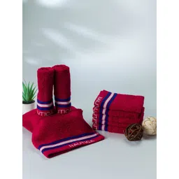 Nautica Set Of 8 Burgundy Solid Pure Cotton 600 GSM Face Towels-picture-18