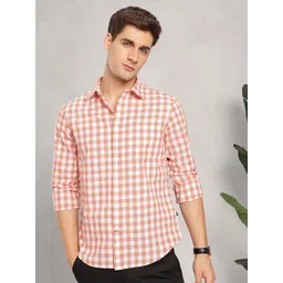 Nautica Slim Fit Gingham Checks Cotton Linen Casual Shirt-picture-12