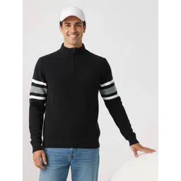 Nautica Striped Detail Mock Collar Velour Textured Pullover-picture-20