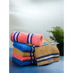 Nautica Vintage Crew Stripe Beige, Coral & Royal Blue Cotton 500 GSM Hand Towel - Set of 6-picture-38