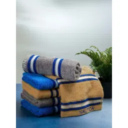 Nautica Vintage Crew Stripe Beige, Grey & Royal Blue Cotton 500 GSM Zero Twist Hand Towel - Set of 6-picture-38