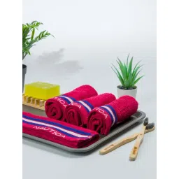 Nautica Vintage Crew Stripe Burgundy Cotton 500 GSM Super Soft Zero Twist Face Towel - Set of 4-picture-33