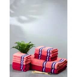 Nautica Vintage Crew Stripe Coral & Burgundy Cotton 500 GSM Super Soft Zero Twist Towel Set - 14 Pcs-picture-12