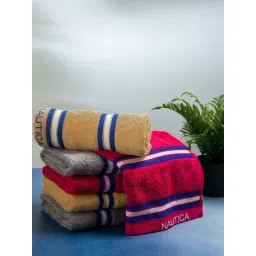 Nautica Vintage Crew Stripe Coral, Burgundy & Beige Cotton 500 GSM Hand Towel - Set of 6-picture-35