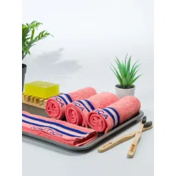 Nautica Vintage Crew Stripe Coral Cotton 500 GSM Super Soft Zero Twist Face Towel - Set of 4-picture-35