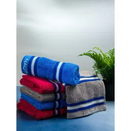 Nautica Vintage Crew Stripe Grey, Royal Blue & Burgundy Cotton 500 GSM Hand Towel - Set of 6-picture-37