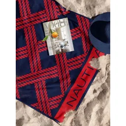 Nautica Voyage Red & Navy Cotton 500 GSM Bath Towel-picture-17