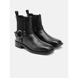 Nautica Women Buckle Detail Leather Block Heel Chelsea Boots-picture-33