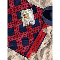 NAUTICA Premium Cotton Bath Towel for Men and Women -1pc Bath Towel (Voyage) checks-red/navy-500 GSM-picture-10